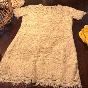 Free people Elegant Cream Lace  Dress